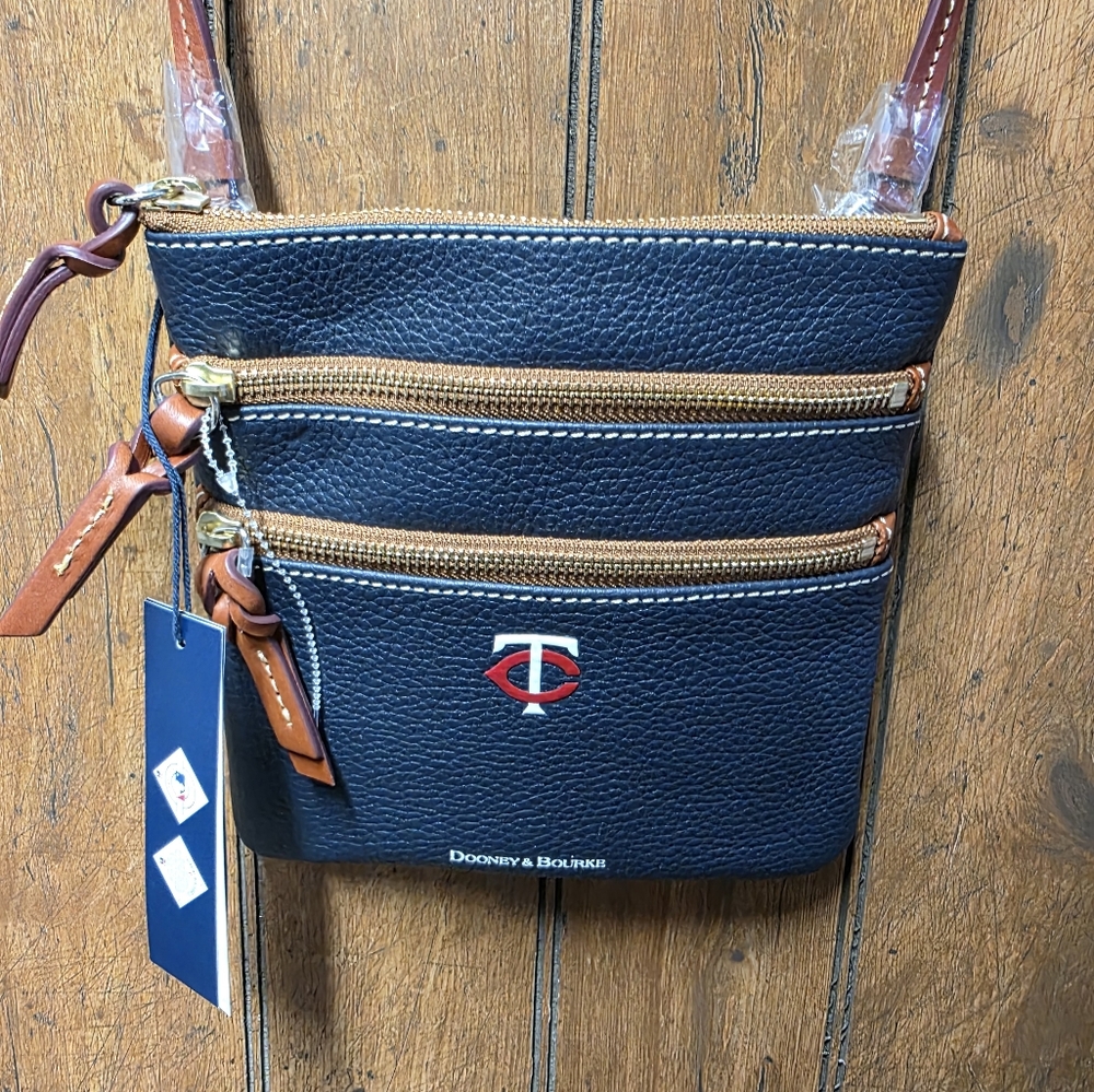 Minnesota Twins Dooney & Bourke Pebble Triple-Zip Core Crossbody Purse